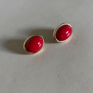Vintage Red and Gold Clip On earrings
